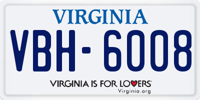 VA license plate VBH6008
