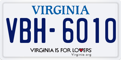 VA license plate VBH6010