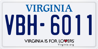 VA license plate VBH6011