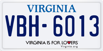 VA license plate VBH6013