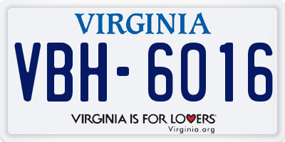 VA license plate VBH6016
