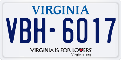 VA license plate VBH6017