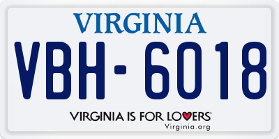 VA license plate VBH6018