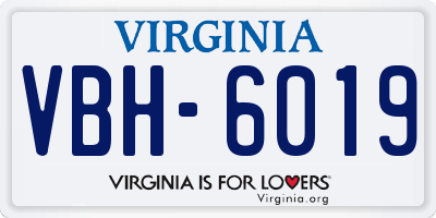VA license plate VBH6019