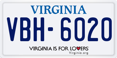 VA license plate VBH6020