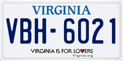 VA license plate VBH6021