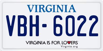 VA license plate VBH6022