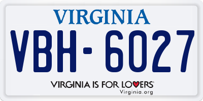 VA license plate VBH6027