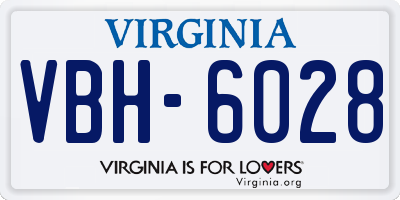 VA license plate VBH6028
