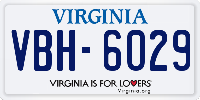 VA license plate VBH6029