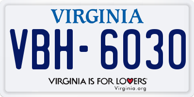 VA license plate VBH6030