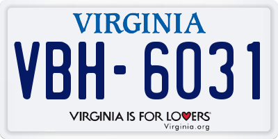 VA license plate VBH6031