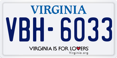 VA license plate VBH6033