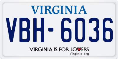 VA license plate VBH6036