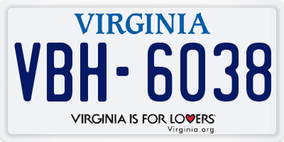 VA license plate VBH6038
