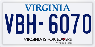 VA license plate VBH6070