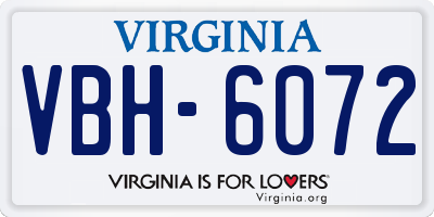 VA license plate VBH6072