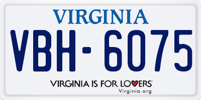 VA license plate VBH6075