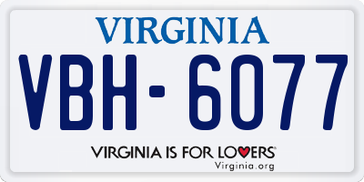 VA license plate VBH6077