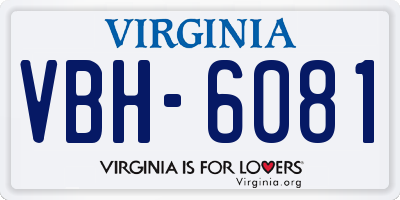 VA license plate VBH6081