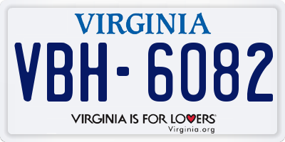 VA license plate VBH6082