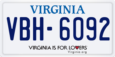 VA license plate VBH6092
