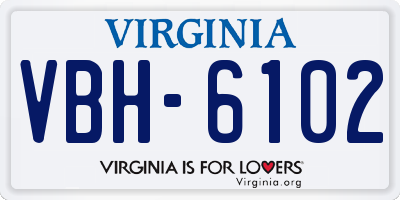 VA license plate VBH6102