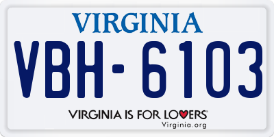 VA license plate VBH6103