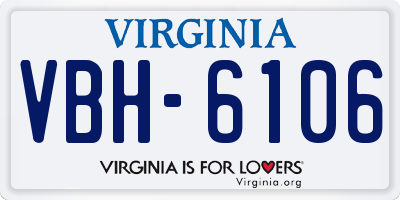 VA license plate VBH6106