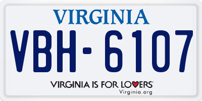 VA license plate VBH6107