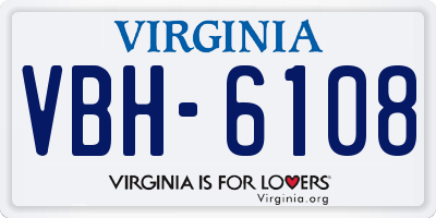 VA license plate VBH6108