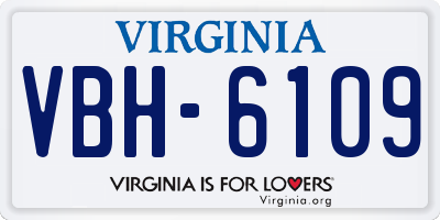 VA license plate VBH6109