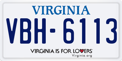 VA license plate VBH6113