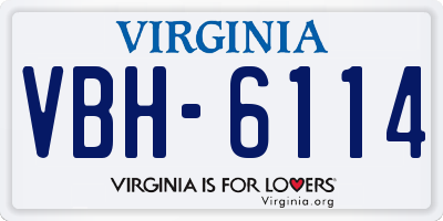 VA license plate VBH6114