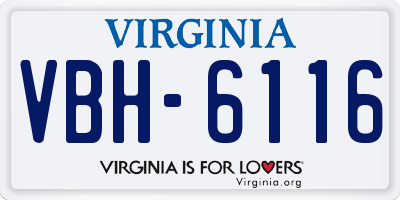 VA license plate VBH6116