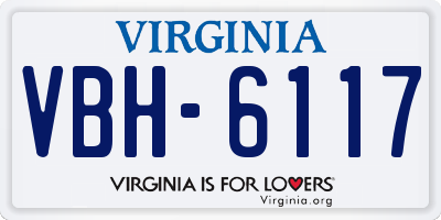 VA license plate VBH6117