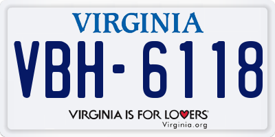 VA license plate VBH6118