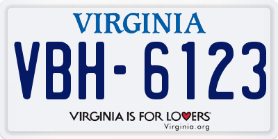 VA license plate VBH6123