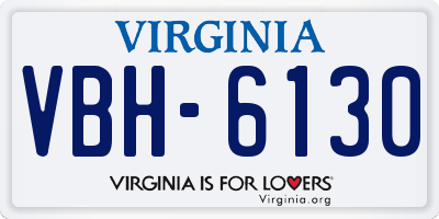VA license plate VBH6130