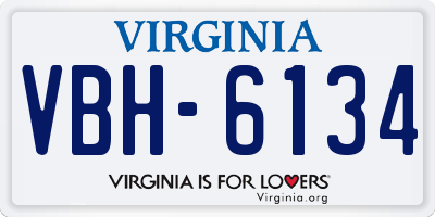 VA license plate VBH6134