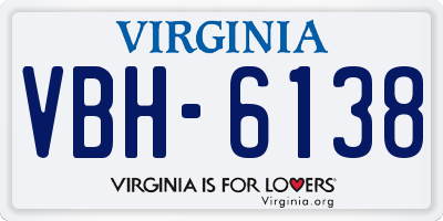 VA license plate VBH6138