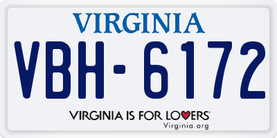 VA license plate VBH6172