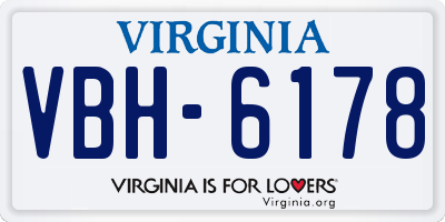 VA license plate VBH6178