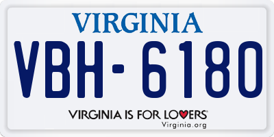 VA license plate VBH6180