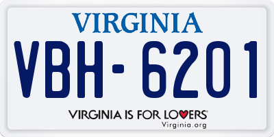 VA license plate VBH6201