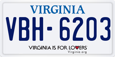 VA license plate VBH6203