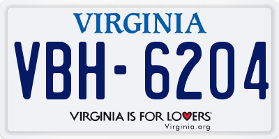 VA license plate VBH6204