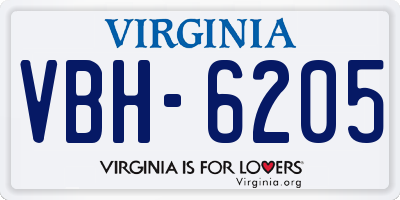 VA license plate VBH6205