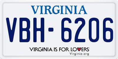 VA license plate VBH6206