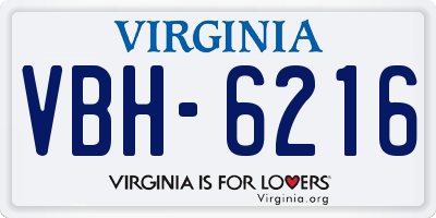VA license plate VBH6216
